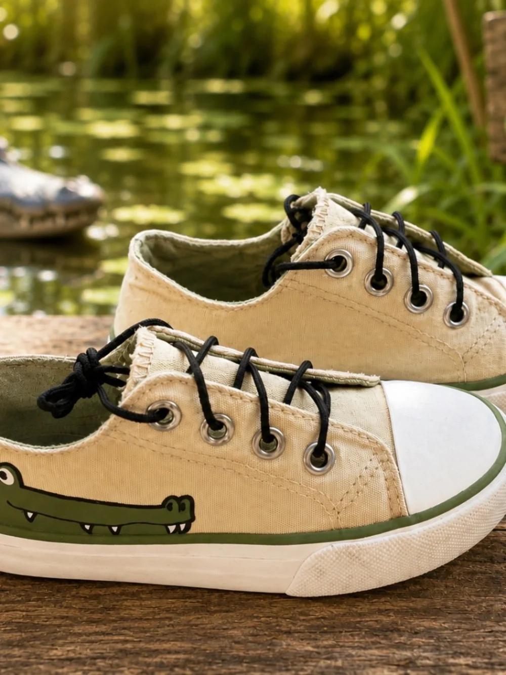 Lilly & Dan Kids Canvas Sneakers – Alligator Print – Memory Foam – Size 9/10